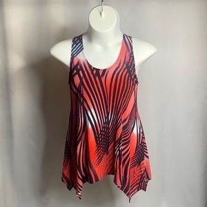 Women Jostar geometric print sleeveless Orange black top Blouse size Medium
